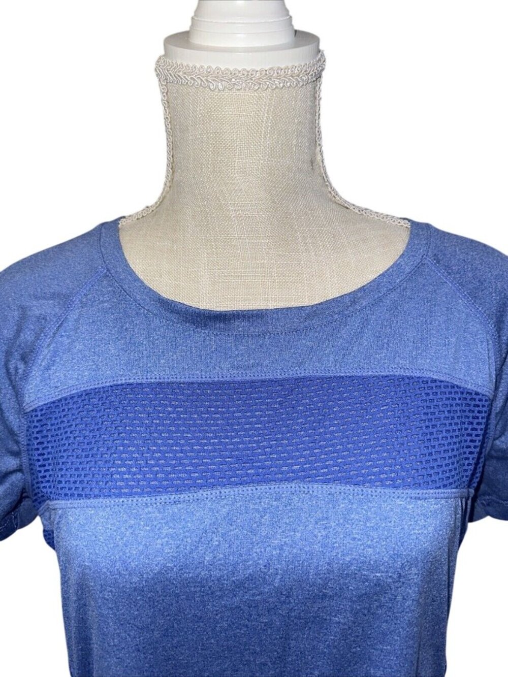Reebok Womens Blue Athletic Mesh Short Sleeve Top Size L